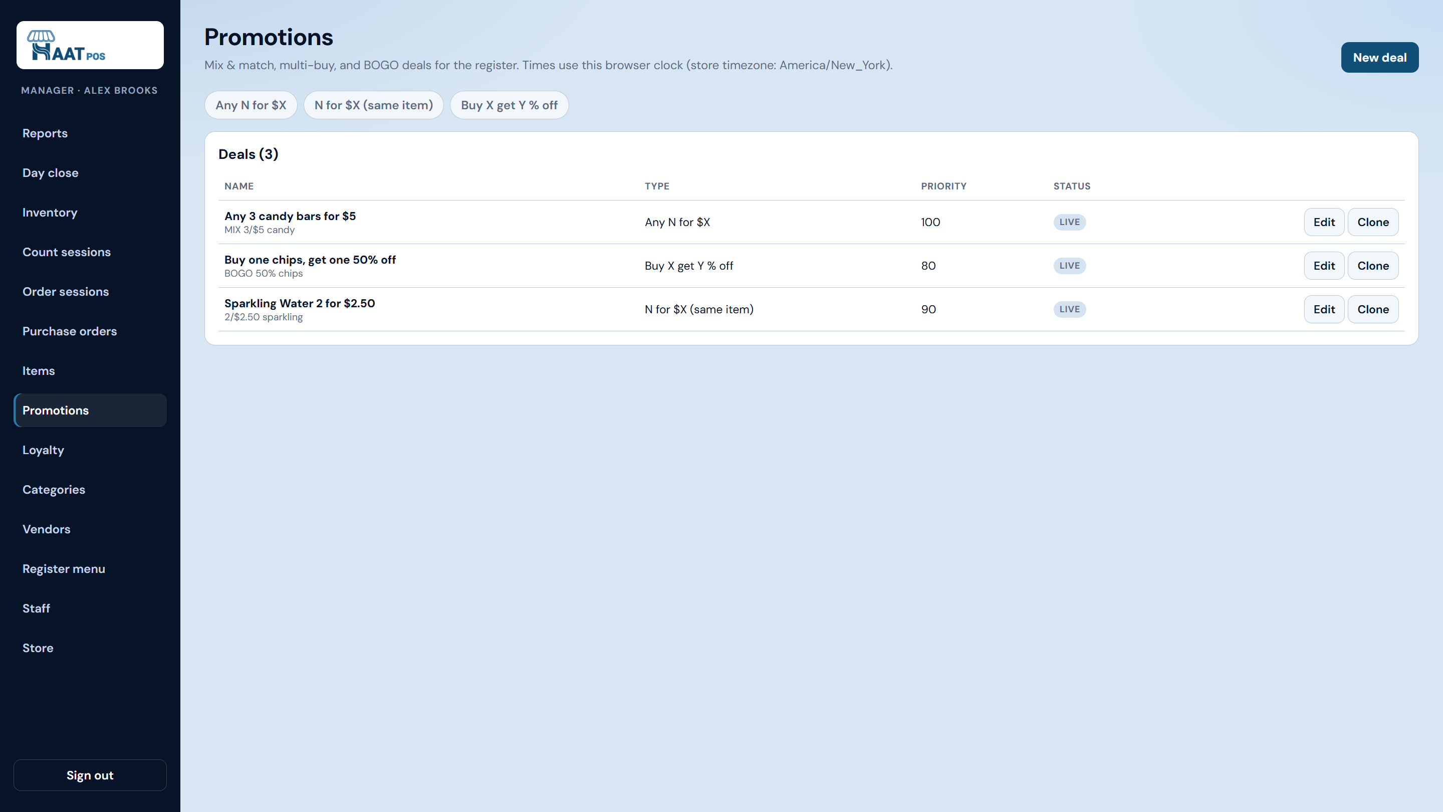 HAAT POS promotions admin used in Enable loyalty setup