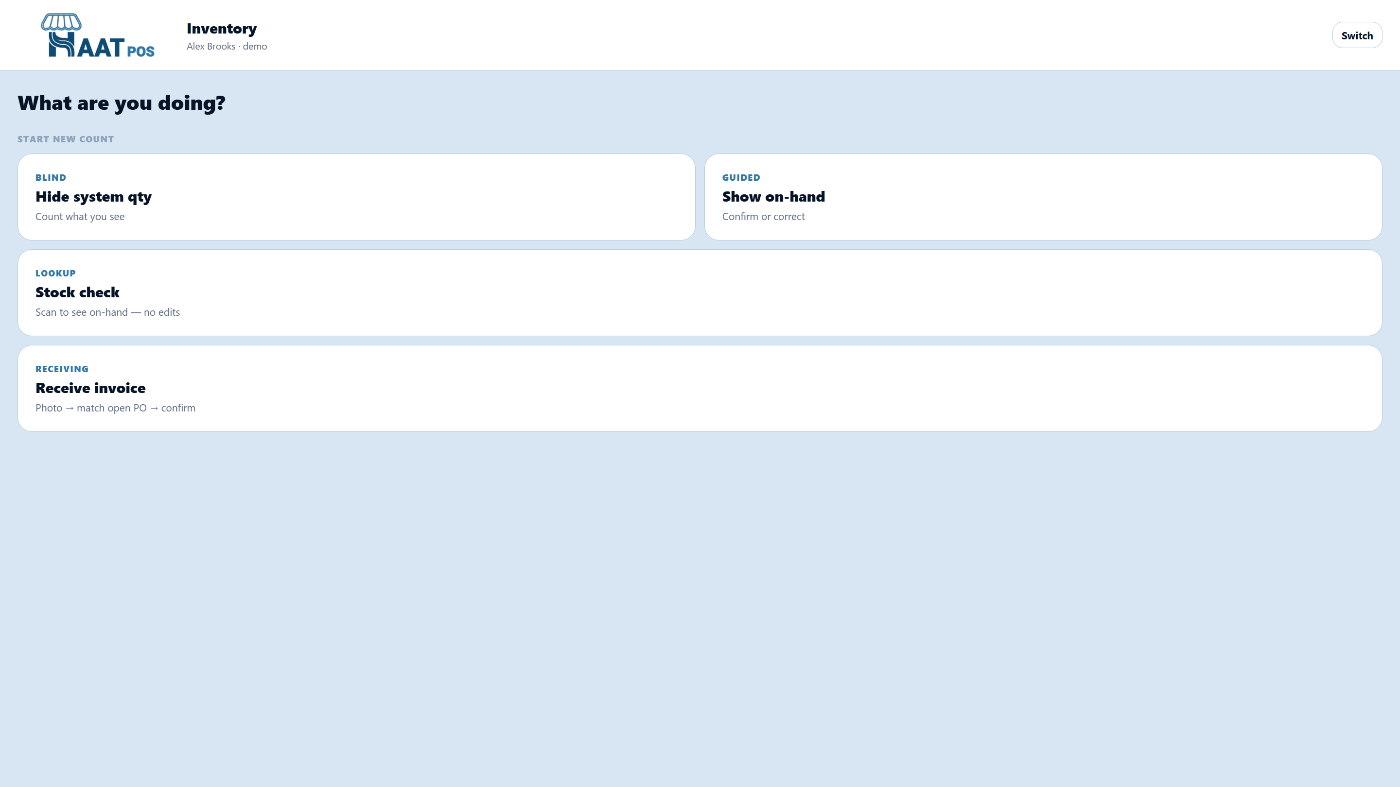 Inventory receive invoice entry