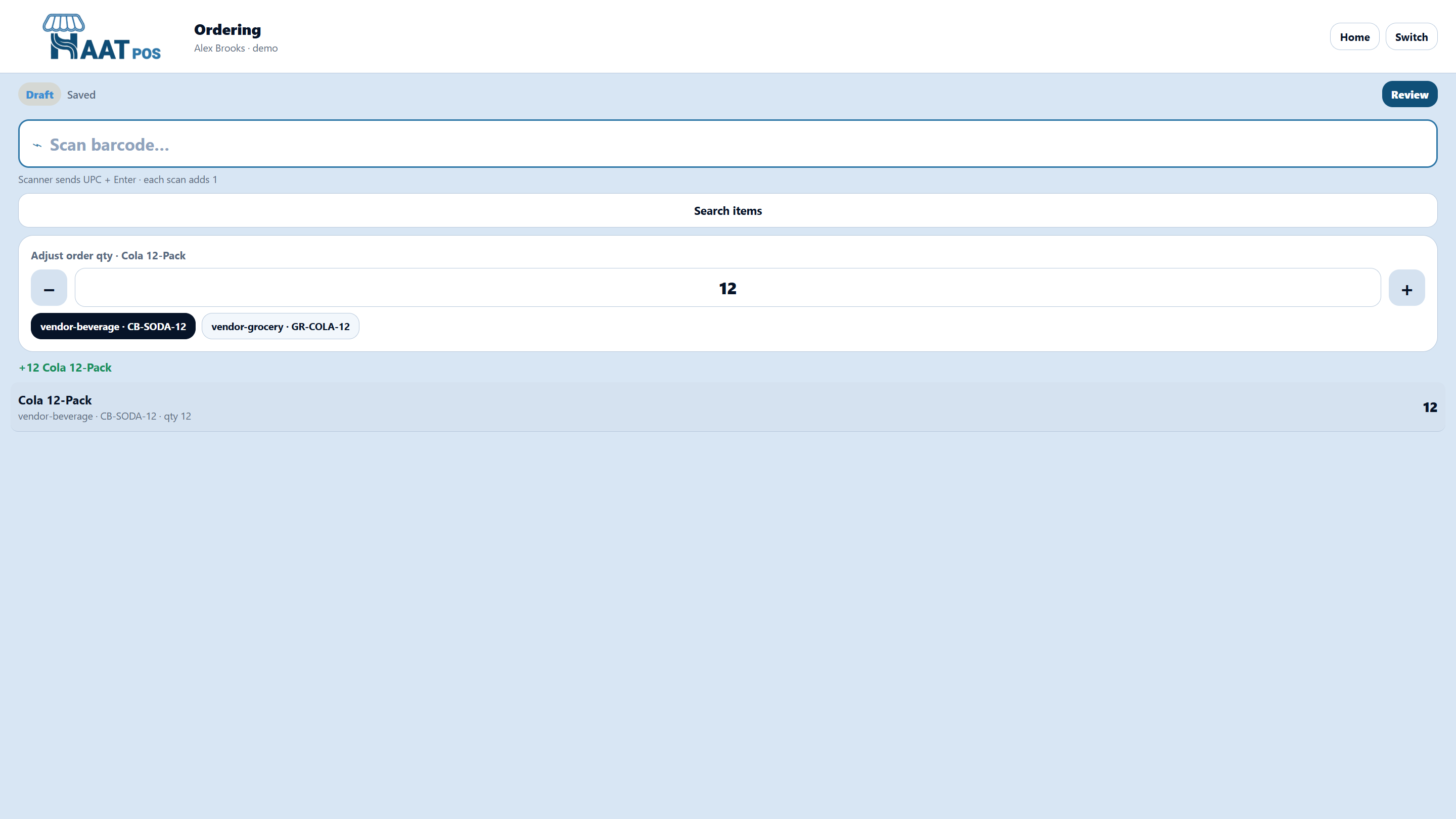 Ordering with vendor chips on the active line
